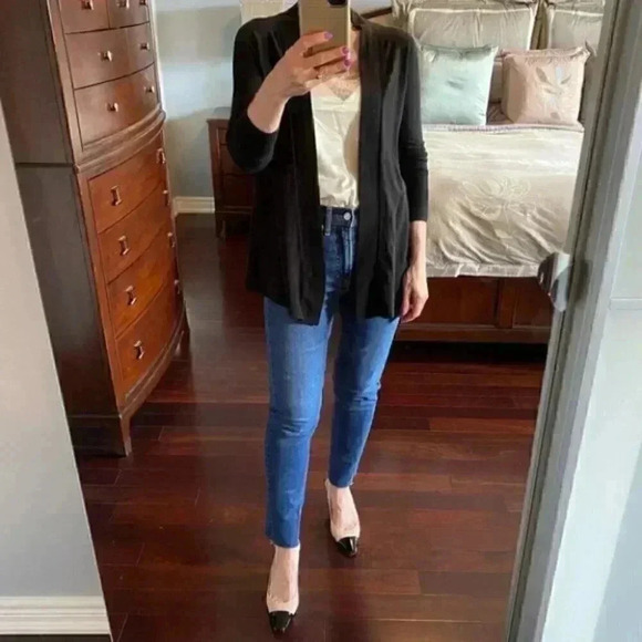 Express Cardigan Open Front Lightweight Draped Cotton Sweater Black Size Small - Picture 6 of 15